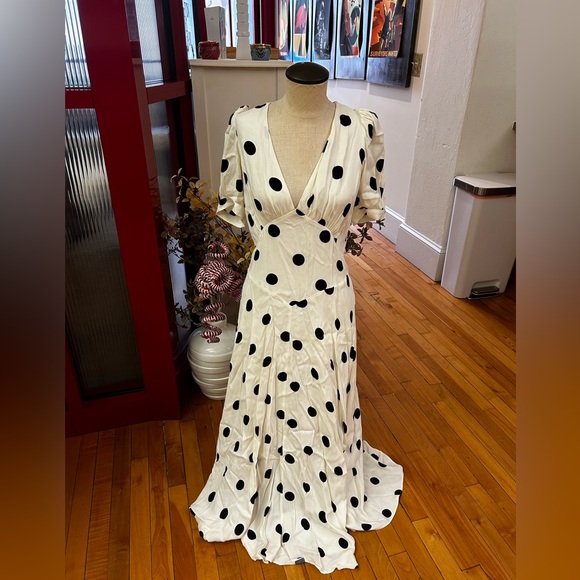 Reformation Dresses & Skirts - Reformation Ivory and Black Polka Dot Maxi Dress